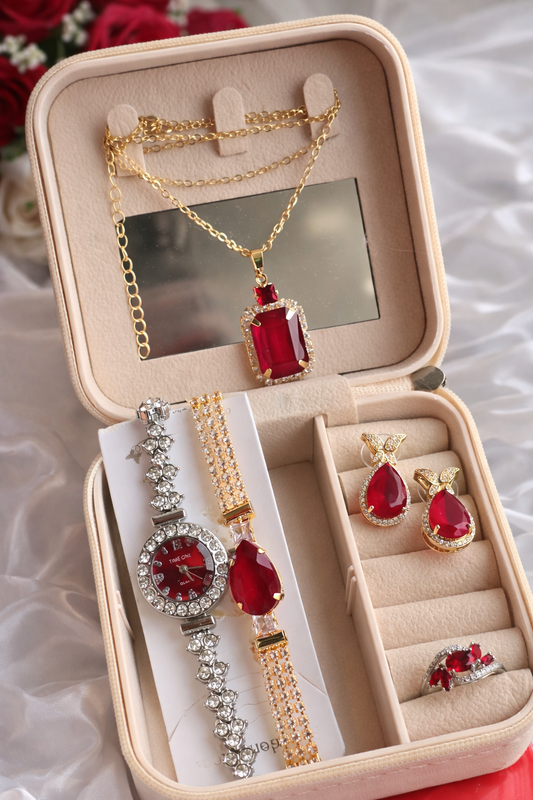 :  🌹 Luxury (R1) Ruby-Inspired Jewelry Gift Set 🌹